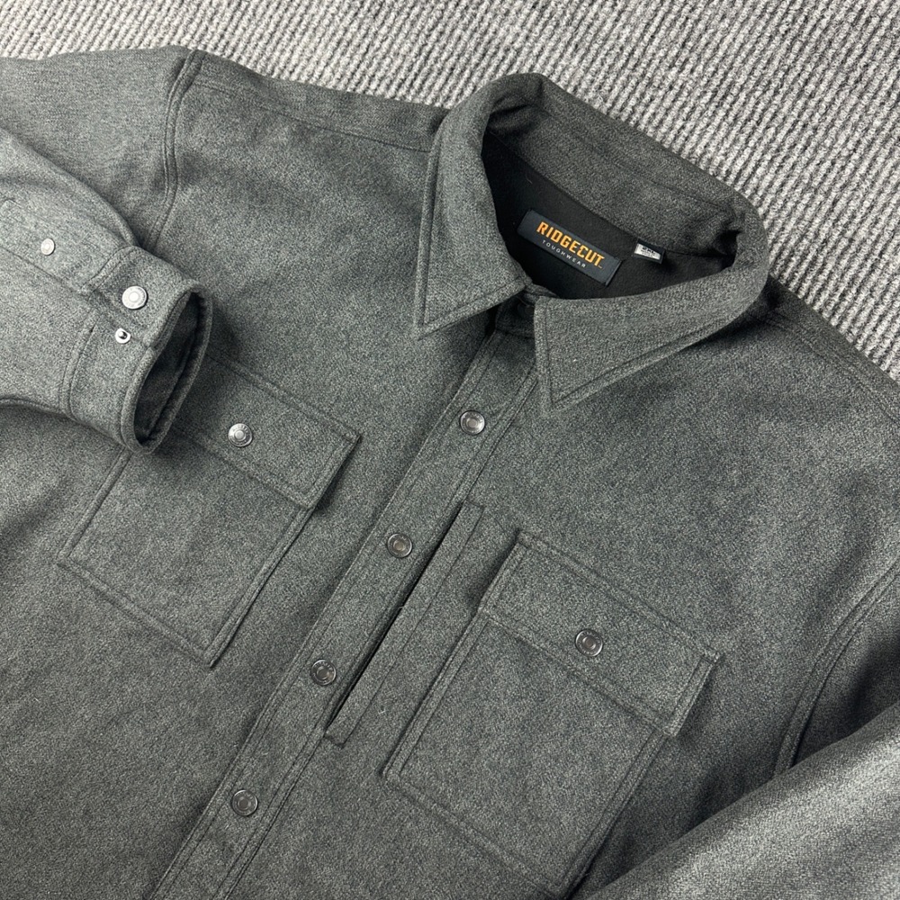 Ridgecut Toughwear Mens 2XL Gray Fleece Lined‎ Flannel Shirt Jacket RC11011